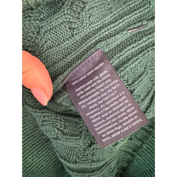 NWOT Tommy Hilfiger Women's Cable Sweater M Green Short Sleeve Cotton Preppy - Picture 6 of 7